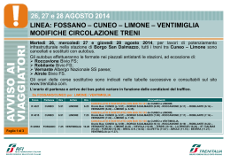 CUNEO XXMIGLIA variazione orari 26 28 agosto 2014