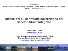 distribuzione acqua - Provincia di Reggio Emilia