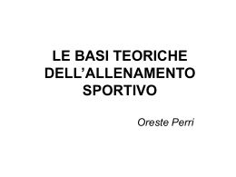 le basi teoriche dell`allenamento