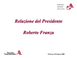 Relazione del Presidente Roberto Franza