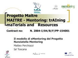 Progetto Maitre MAITRE - Mentoring: trAIning maTerials and