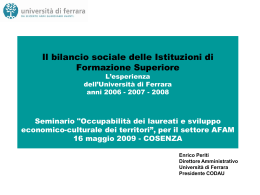 Bilancio sociale dell`Università di Ferrara – anno 2007