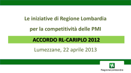 Le iniziative di Regione Lombardia per la competitività delle PMI