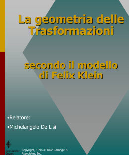 La geometria delle trasformazioni secondo il modello di Felix Klein