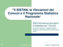Il SISTAN, le rilevazioni dei Comuni e il Programma Statistico