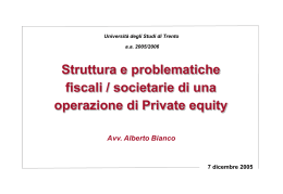 Le operazioni di private equity 2 A La fase dell`acquisizione
