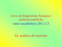 La politica di coesione - Università degli Studi di Pavia