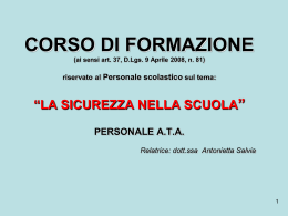 Corso di formazione riservato al personale scolastico (ATA)