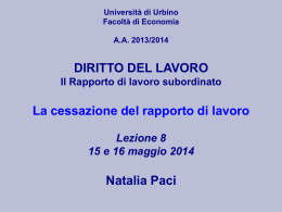 IL RAPPORTO DI LAVORO (amministrazione ed estinzione)