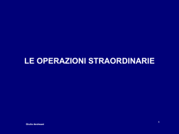 Le operazioni straordinarie