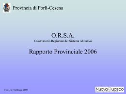 O.R.S.A. Osservatorio Regionale del Sistema Abitativo