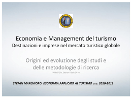 Economia e Management del turismo Destinazioni e imprese nel