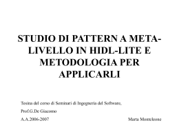 STUDIO DI PATTERN PER METALILELLO IN HIDLLITE