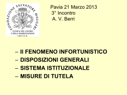 Infortuni e Capi I e II - Universit&agrave; degli Studi di Pavia