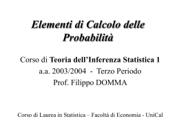 Calcolo delle Probabilità - Dipartimento di Economia, Statistica e