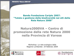 Rete Ecologica Varese - Regione Lombardia: Qualità dell`Ambiente