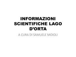 INFORMAZIONI SCIENTIFICHE LAGO D`ORTA