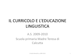 IL CURRICOLO E L`EDUCAZIONE LINGUISTICA