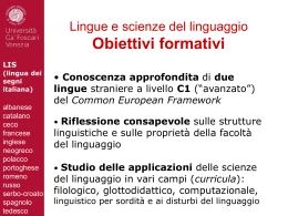 Scienze del Linguaggio - Università Ca` Foscari di Venezia