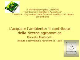 II Workshop progetto CLIMAGRI &ldquo;Cambiamenti Climatici e Agricoltura&rdquo;