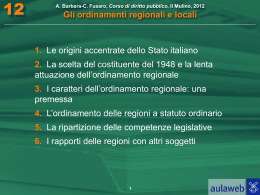 Gli ordinamenti regionali e locali