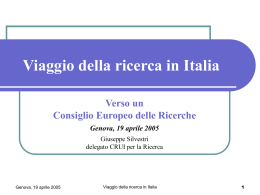 Viaggio della ricerca in Italia Verso un Consiglio Europeo