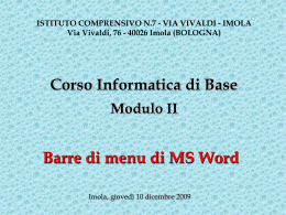 Lezione del 10/12/2009 - Barre dei menu di MS Word