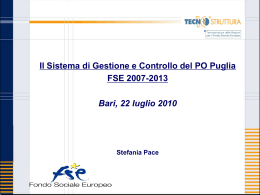 Il Sistema di Gestione e Controllo del PO Puglia FSE 2007