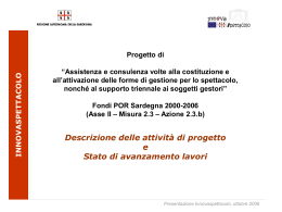 Descrizione delle attivit&agrave; di progetto e Stato di avanzamento lavori