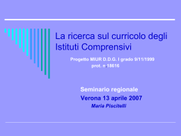 La ricerca sul curricolo negli Istituti Comprensivi