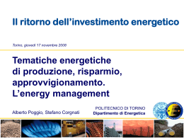 Dipartimento di Energetica Il ritorno dell`investimento energetico