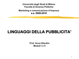 linguaggi della pubblicit&agrave; - Scienze Politiche, Economiche e Sociali