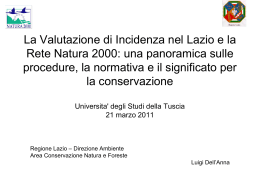 La Valutazione di Incidenza nel Lazio