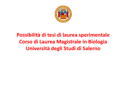 Tematica di ricerca - Universit&agrave; degli Studi di Salerno
