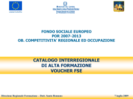 Il catalogo interregionale dell`alta formazione a voucher Santo
