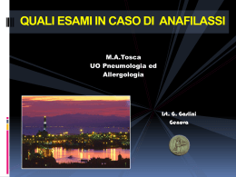 Relazione Angela Tosca: esami per anafilassi
