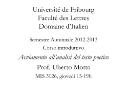 Universit&eacute; de Fribourg Facult&eacute; des Lettres Domaine d*Italien