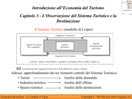 L`Osservazione del Sistema Turistico e la Destinazione