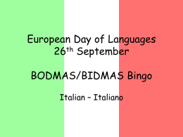 European Day of Languages 26th September 2006 BIDMAS Bingo