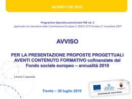 Diapositiva 1 - Il Fondo Sociale Europeo in Trentino