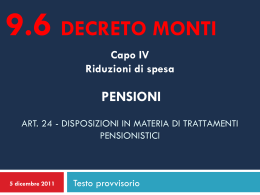 Decreto Monti &ndash; 9.6 Riduzioni di spesa. Pensioni