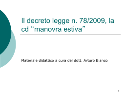 Dl 79 2009 - Bianco e Associati SRL