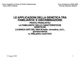 Le applicazioni della genetica - profili penalistici