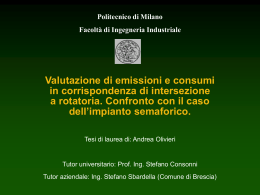 Valutazione di emissioni e consumi in corrispondenza