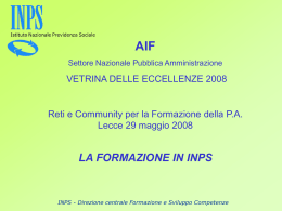 la formazione in INPS - Agenzia di Assistenza Tecnica agli Enti Locali