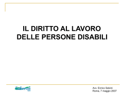 IL DIRITTO AL LAVORO DELLE PERSONE DISABILI