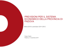 Previsioni per il sistema economico della provincia di Padova