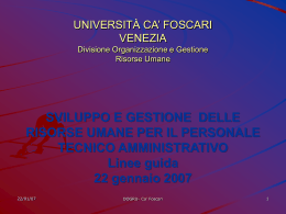 Divisione Organizzazione e Gestione Risorse Umane LINEE GUIDA