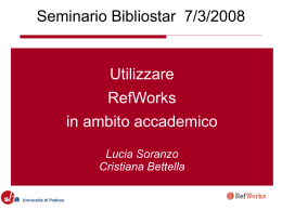 Presentazione Lucia Soranzo - Univ. Padova a BiblioStar 2008