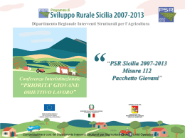 PSR Sicilia 2007-2013 Misura 112 Insediamento dei giovani